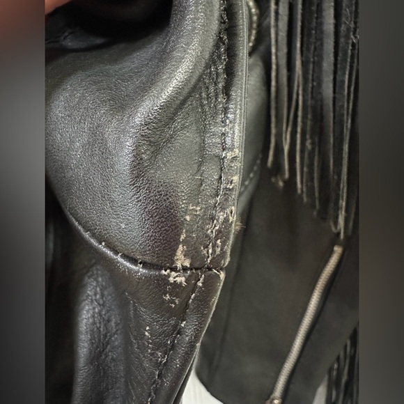 VTG Women’s Pro-Sports Leather Moto Jacket Fringe Conchos Roses Cinched Waist - Picture 9 of 15